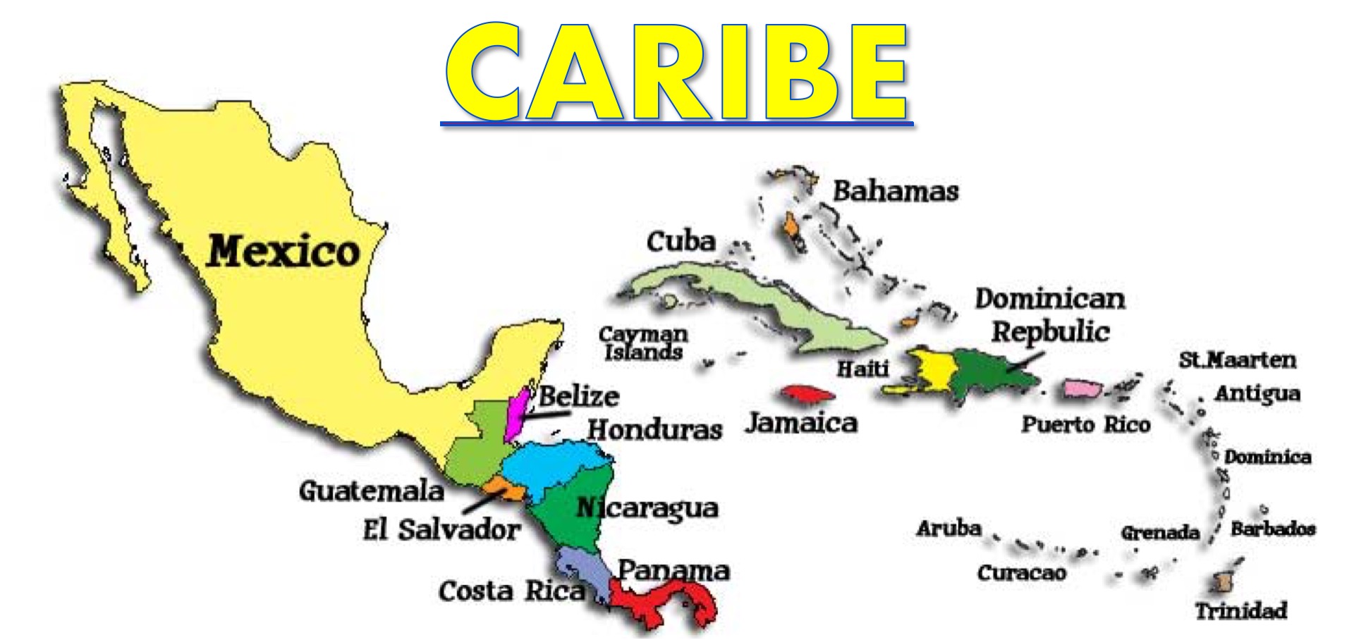 Of the countries of central. Центральная Америка. Карта центральной Америки. Великая Республика центральной Америки. Central America & Caribbean.